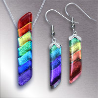 Dichroic Spectrum Rainbow Pendant/Earrings Set